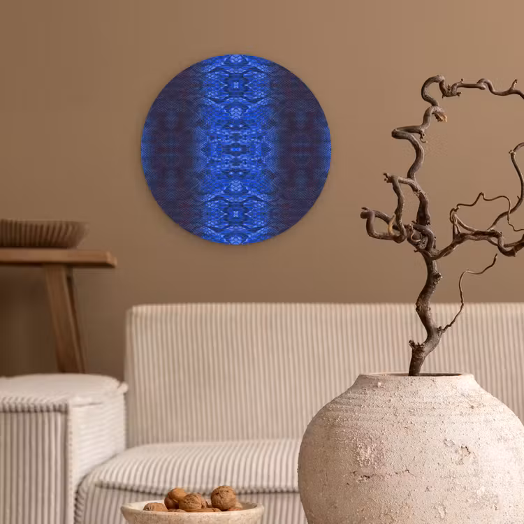 Slang - Boa - Blauw - Rood Wandcirkel plexiglas klein 852 -sfeer1