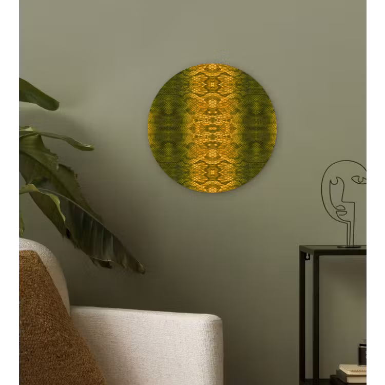 Slang - Boa - Geel - Groen Wandcirkel plexiglas klein 852 -sfeer3