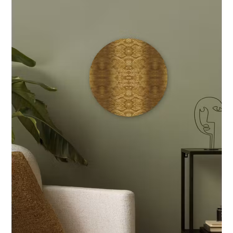 Slang - Boa - Goud - Bruin Wandcirkel plexiglas klein 852 -sfeer3