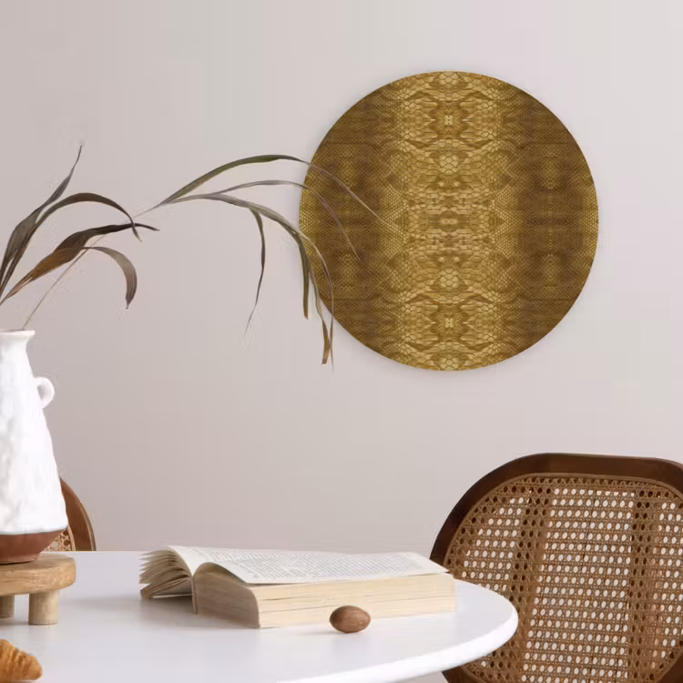 Slang - Boa - Goud - Bruin Wandcirkel plexiglas klein 852 -sfeer4