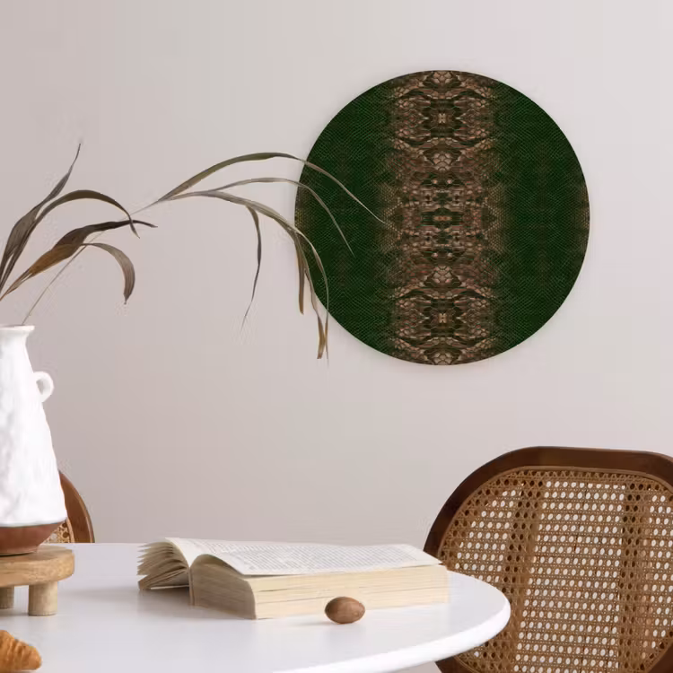 Slang - Boa - Groen - Bruin Wandcirkel plexiglas klein 852 -sfeer4