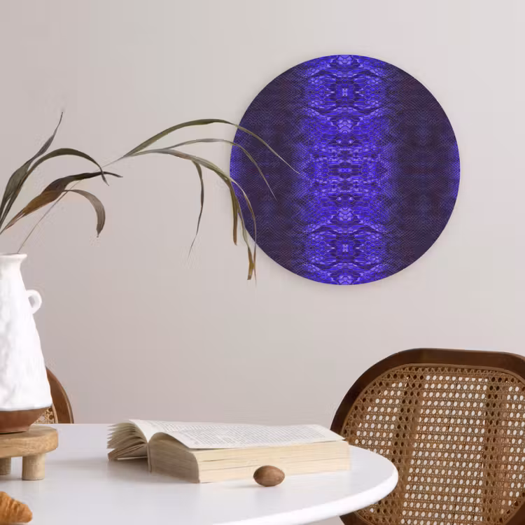 Slang - Boa - Paars - Blauw Wandcirkel plexiglas klein 852 -sfeer4