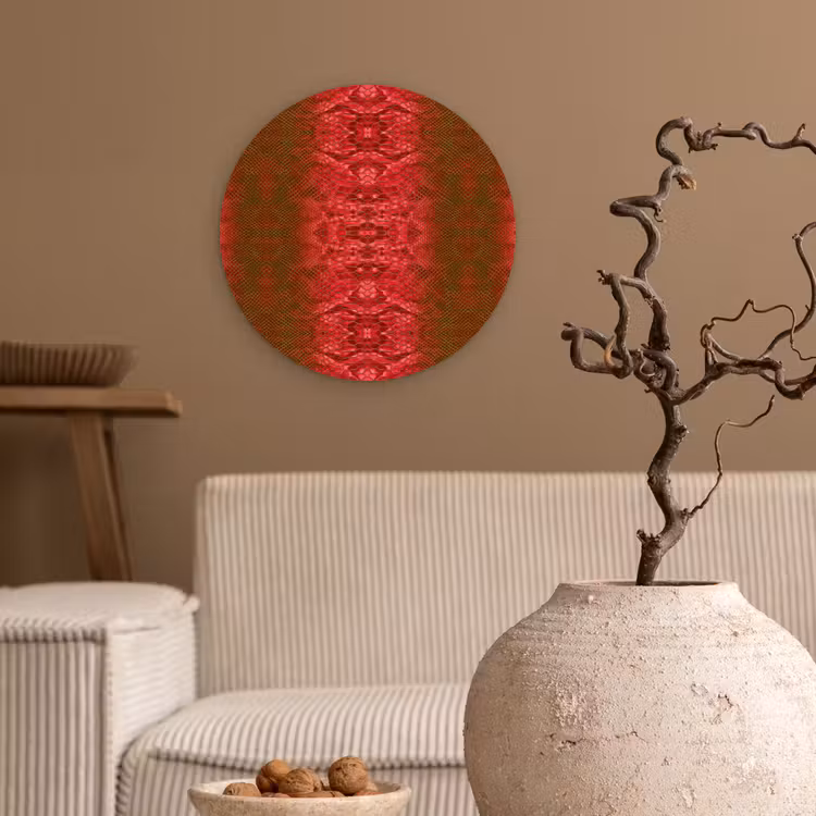 Slang - Boa - Rood -Groen Wandcirkel plexiglas klein 852 -sfeer1