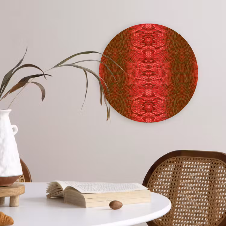 Slang - Boa - Rood -Groen Wandcirkel plexiglas klein 852 -sfeer4