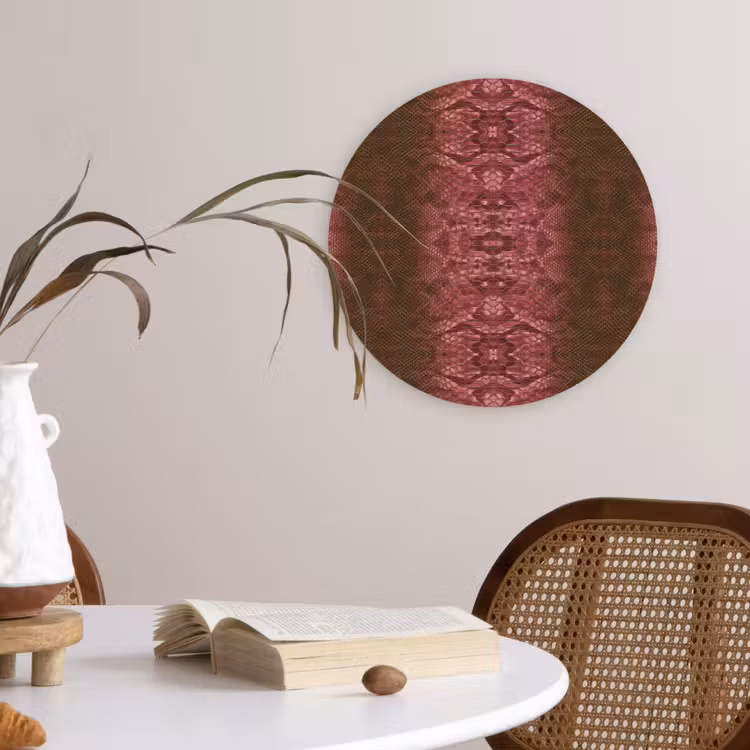 Slang - Boa - Roze - Groen Wandcirkel plexiglas klein 852 -sfeer4