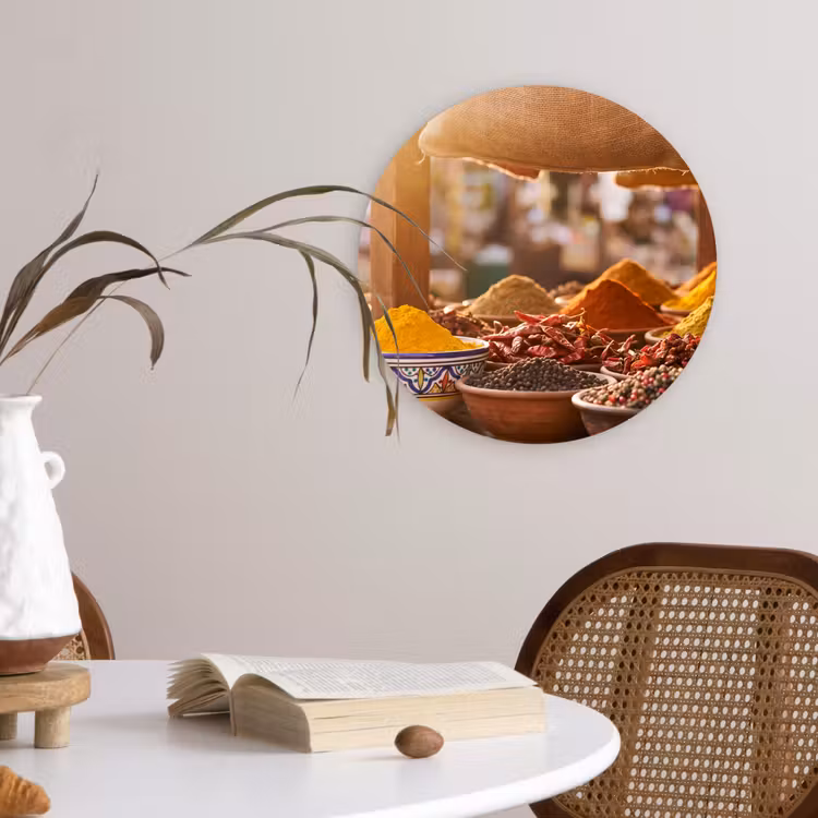 Muurcirkel glas - Specerijen - Markt - Kleurrijk - Specerijen - Markt - Kleurrijk Wandcirkel plexiglas klein