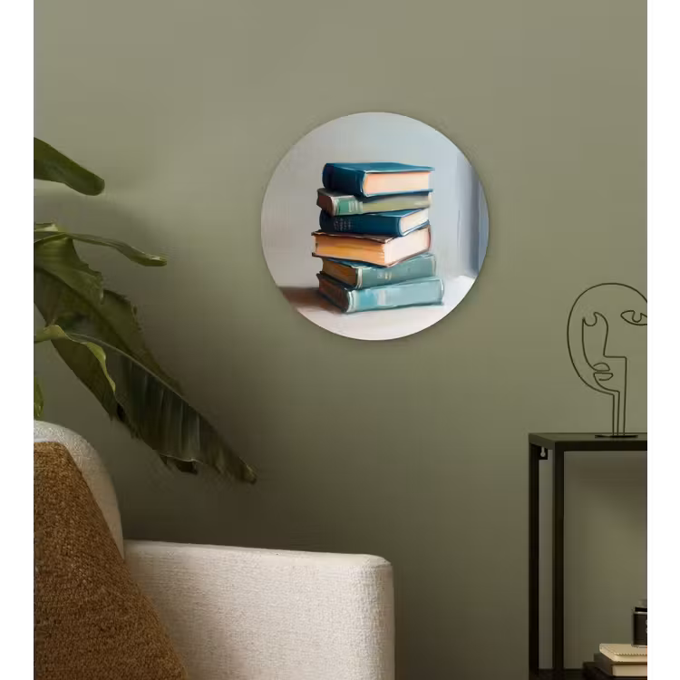 Stapel - Boeken - Groen - Daglicht Wandcirkel plexiglas klein -sfeer3