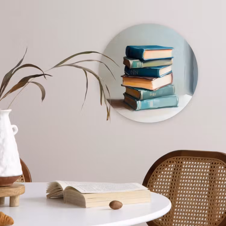 Stapel - Boeken - Groen - Daglicht Wandcirkel plexiglas klein -sfeer4