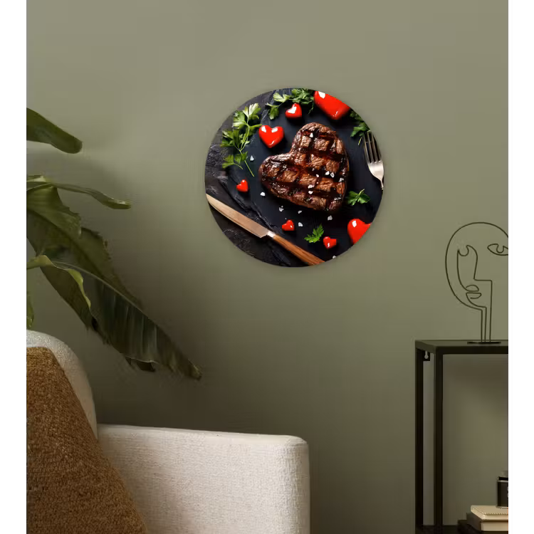 Steak - Hart - Bestek Wandcirkel plexiglas klein -sfeer3