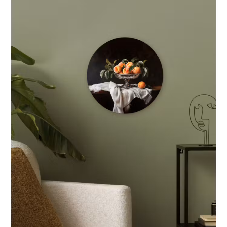 Stilleven - Perziken - Vintage Wandcirkel plexiglas klein -sfeer3
