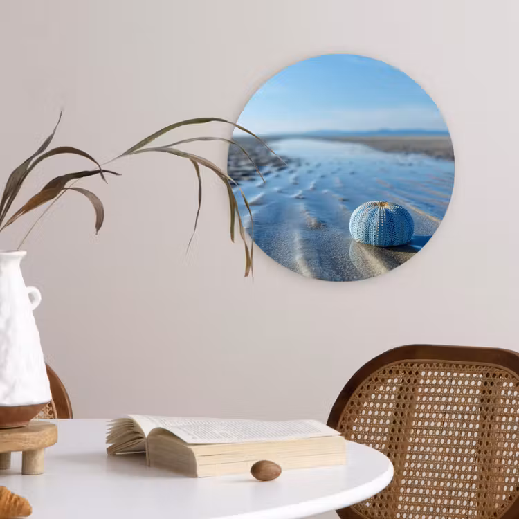 Strand - Schild - Water - Blauw Wandcirkel plexiglas klein -sfeer4