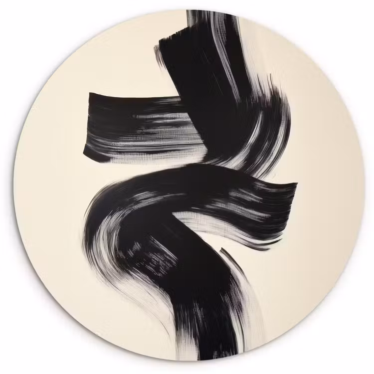 Strepen - Zwart - Abstract Wandcirkel plexiglas klein -3d