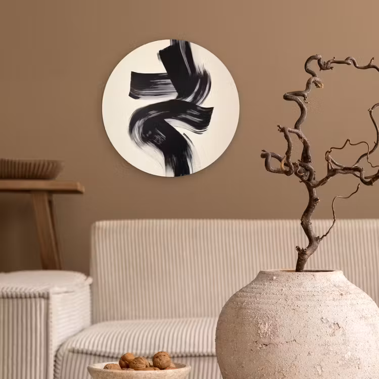 Strepen - Zwart - Abstract Wandcirkel plexiglas klein -sfeer1