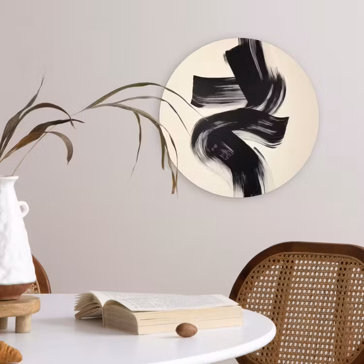 Strepen - Zwart - Abstract Wandcirkel plexiglas klein -sfeer4