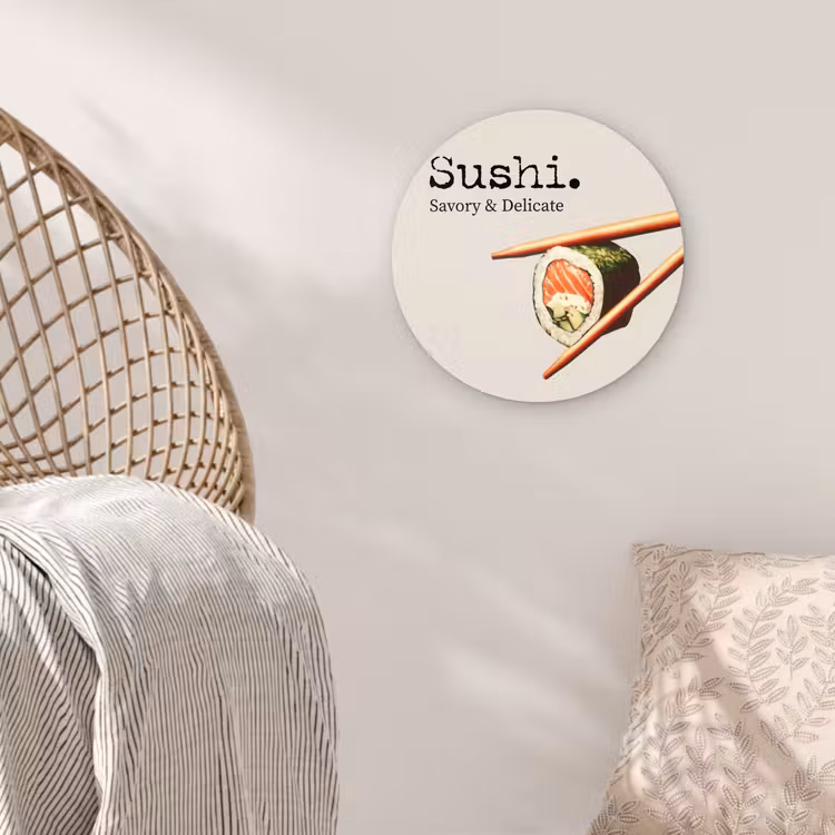 Sushi - Zalm - Rijst - Japans Wandcirkel plexiglas klein -sfeer5