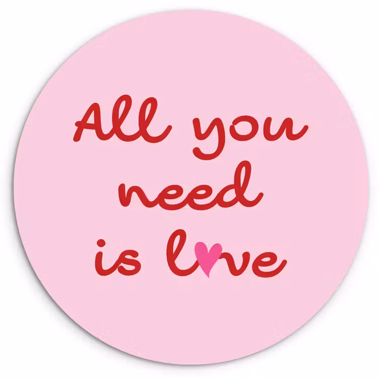 Tekst - Roze - Love - Hart Wandcirkel plexiglas klein -3d