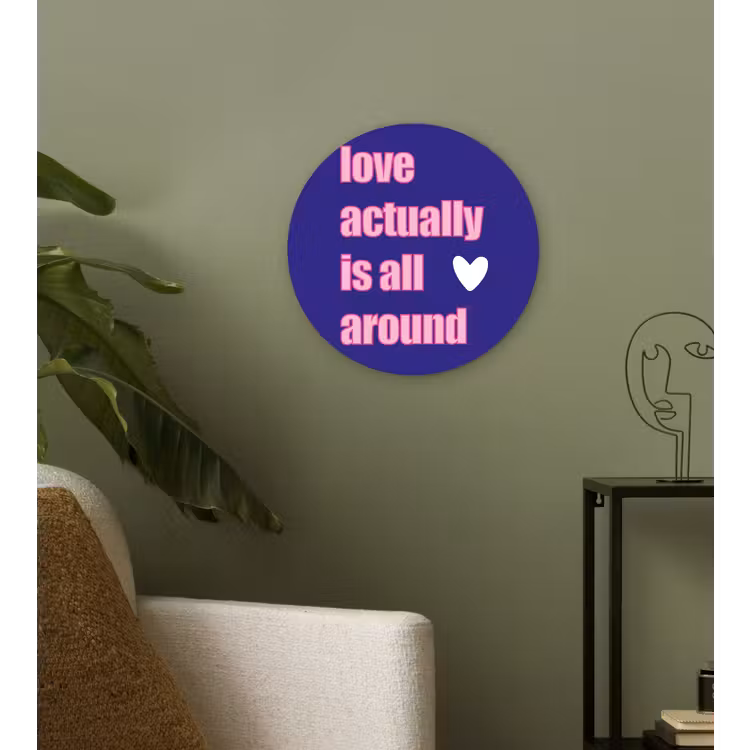 Tekst - Valentijn - Love - Blauw Wandcirkel plexiglas klein -sfeer3