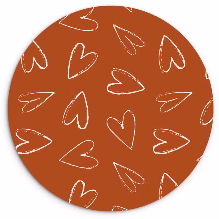 Terracotta - Wit - Hartjes Wandcirkel plexiglas klein 852 -3d