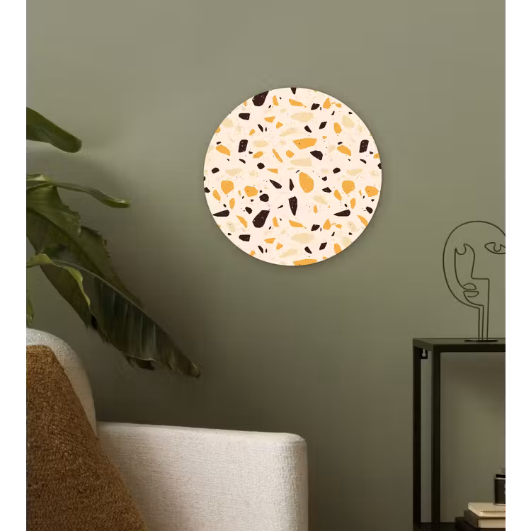 Terrazzo - Patroon - Geel - Wandcirkel plexiglas klein 852 -sfeer3