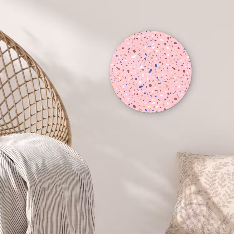 Terrazzo -  Patroon - Kleurrijk - Roze Wandcirkel plexiglas klein 852 -sfeer5