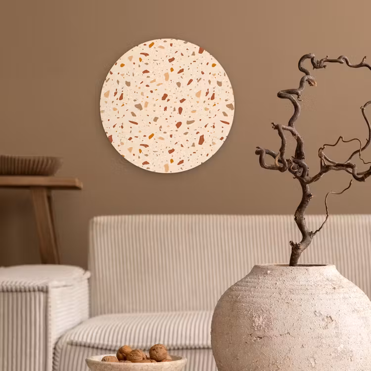 Terrazzo -  Patroon - Kleurrijk - Steen Wandcirkel plexiglas klein 852 -sfeer1
