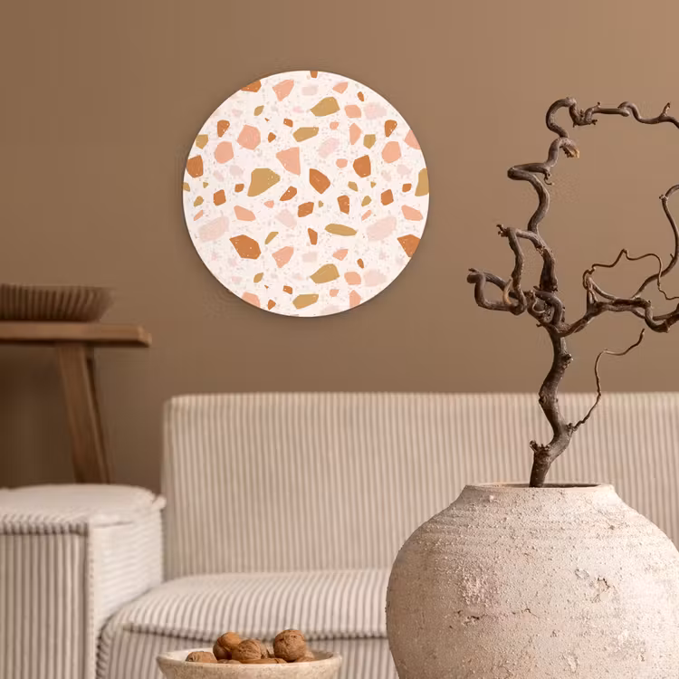 Terrazzo - Patroon - Kleurrijk - Zalm Wandcirkel plexiglas klein 852 -sfeer1