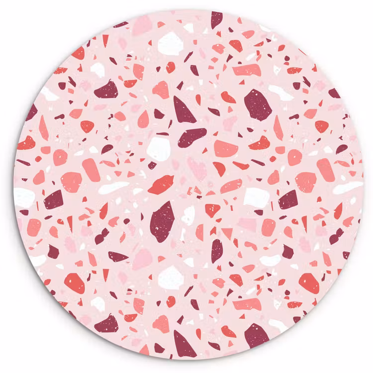 Terrazzo - Patroon - Roze Wandcirkel plexiglas klein 852 -3d