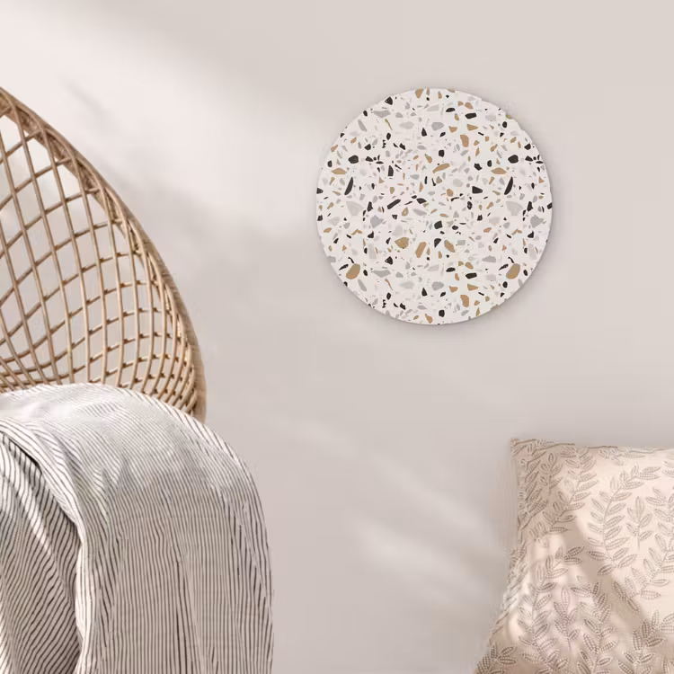 Terrazzo - Patroon - Staal Wandcirkel plexiglas klein 852 -sfeer5