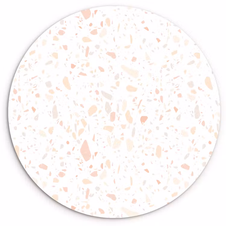 Terrazzo -  Patroon - Wit - Perzik Wandcirkel plexiglas klein 852 -3d