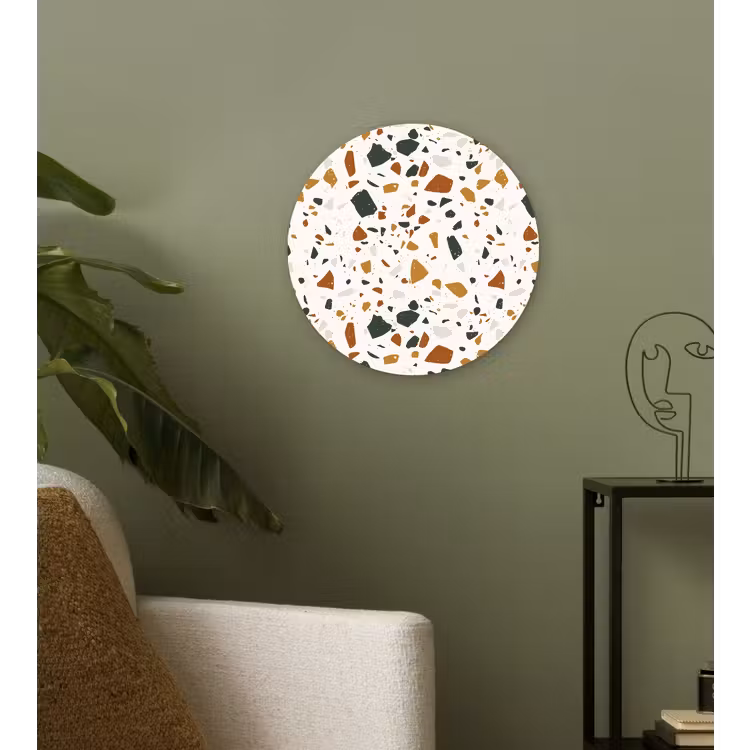 Terrazzo - Patroon - Wit - Terra Wandcirkel plexiglas klein 852 -sfeer3