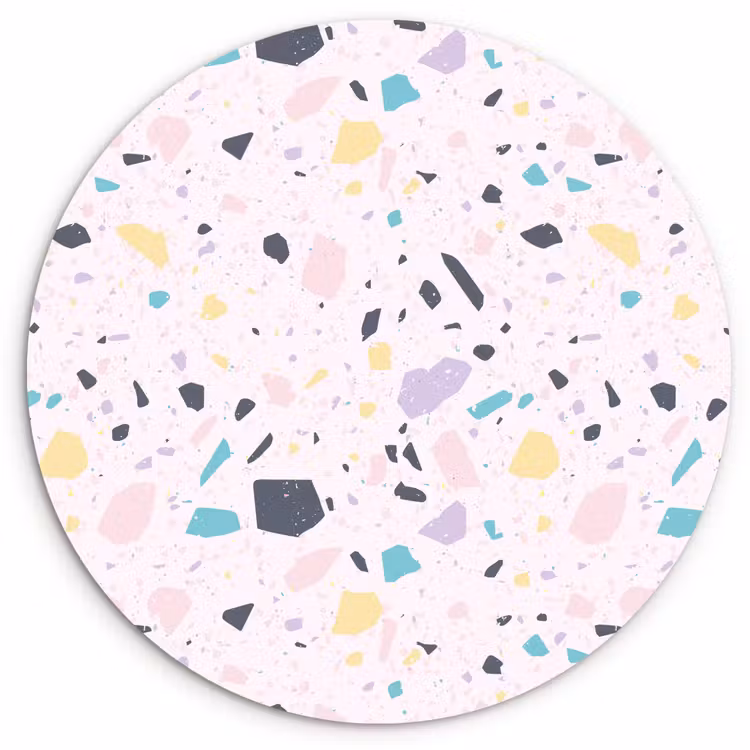 Terrazzo - Patroon - Zacht - Snoep Wandcirkel plexiglas klein 852 -3d
