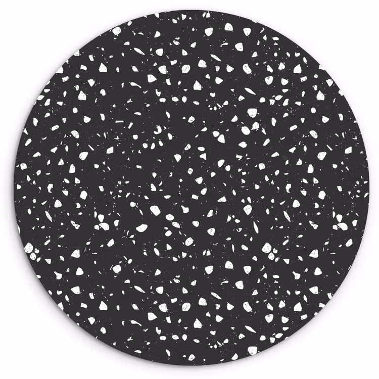 Terrazzo -  Patroon - Zwart - Wit Wandcirkel plexiglas klein 852 -3d