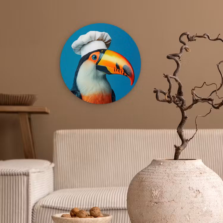 Toekan - Papegaai - Vogel - Koksmuts Wandcirkel plexiglas klein -sfeer1