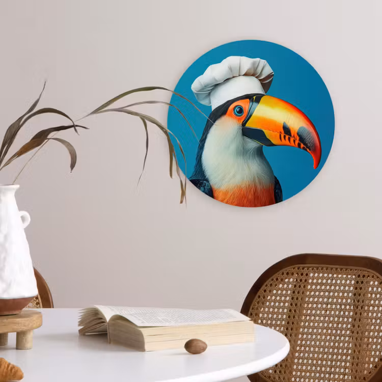 Toekan - Papegaai - Vogel - Koksmuts Wandcirkel plexiglas klein -sfeer4