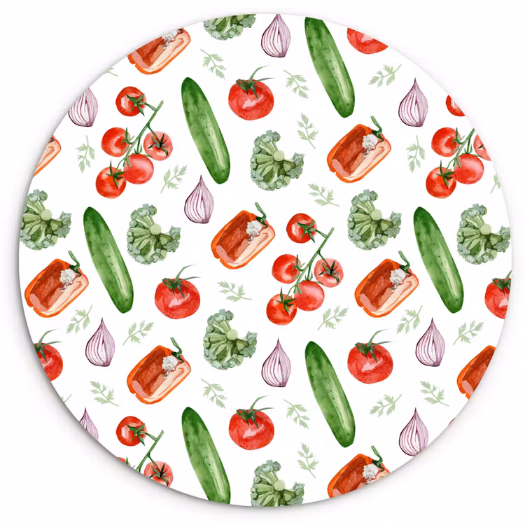 Tomaat - Paprika - Komkommer - Kruidentakjes Wandcirkel plexiglas klein 852 -3d