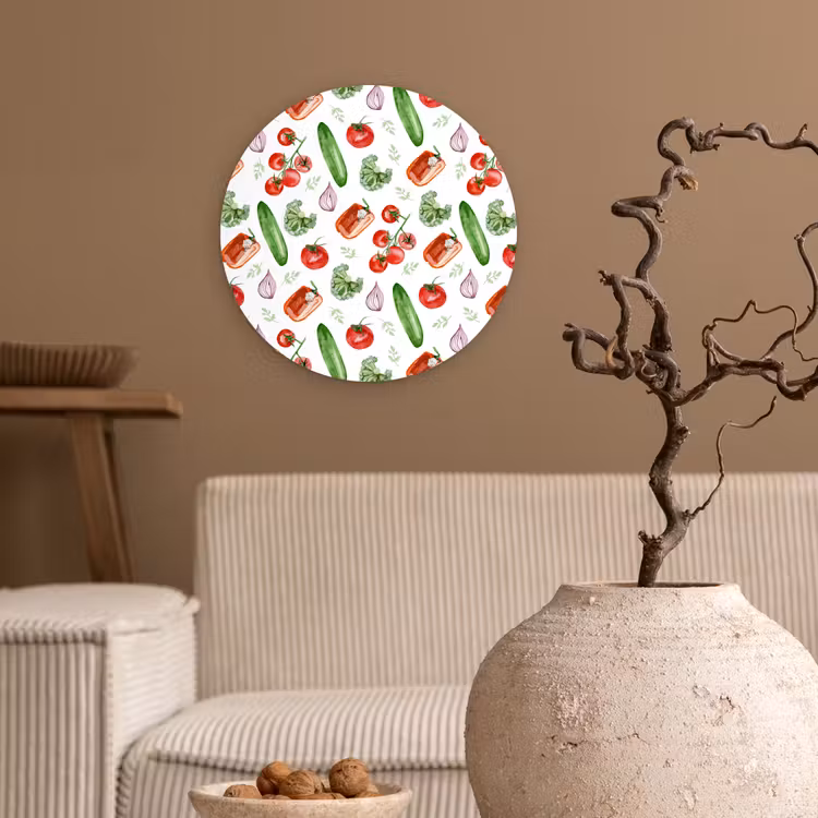 Tomaat - Paprika - Komkommer - Kruidentakjes Wandcirkel plexiglas klein 852 -sfeer1