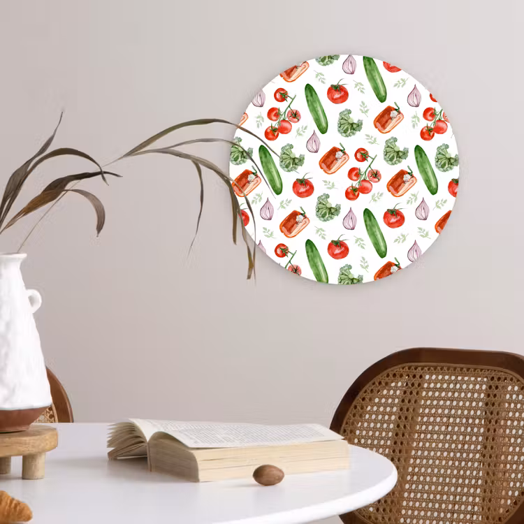 Tomaat - Paprika - Komkommer - Kruidentakjes Wandcirkel plexiglas klein 852 -sfeer4