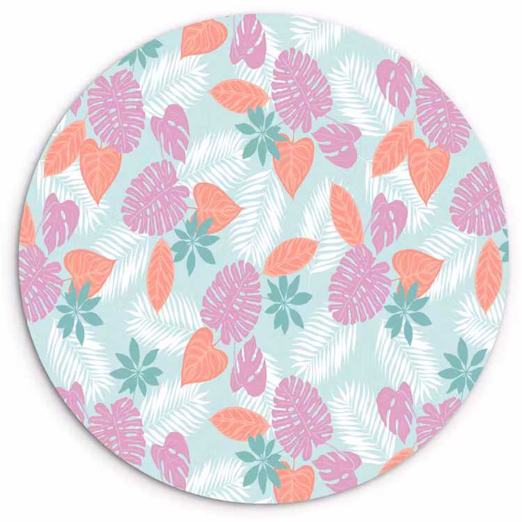Tropisch - Bladeren - Pastel Wandcirkel plexiglas klein 852 -3d