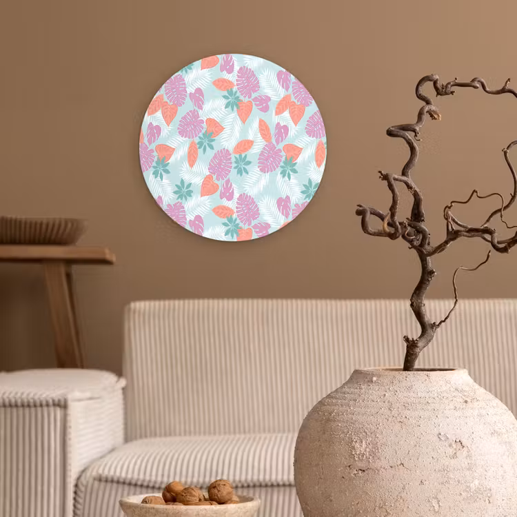 Tropisch - Bladeren - Pastel Wandcirkel plexiglas klein 852 -sfeer1