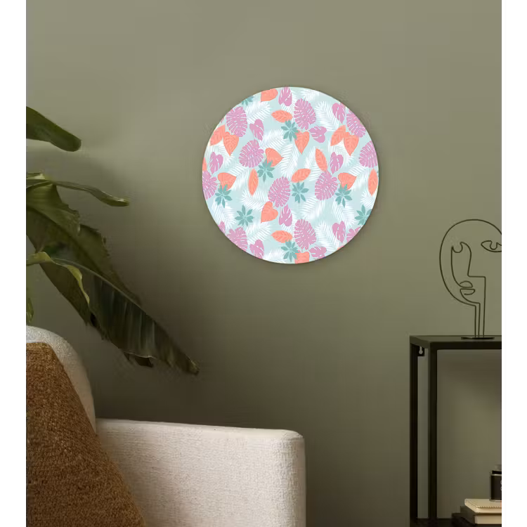 Tropisch - Bladeren - Pastel Wandcirkel plexiglas klein 852 -sfeer3