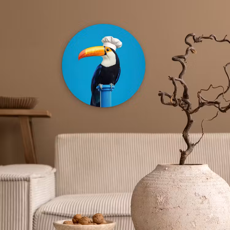 Tucan - Sokkel - Vogel - Koksmuts Wandcirkel plexiglas klein -sfeer1