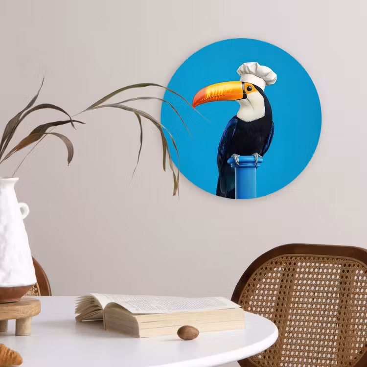 Tucan - Sokkel - Vogel - Koksmuts Wandcirkel plexiglas klein -sfeer4