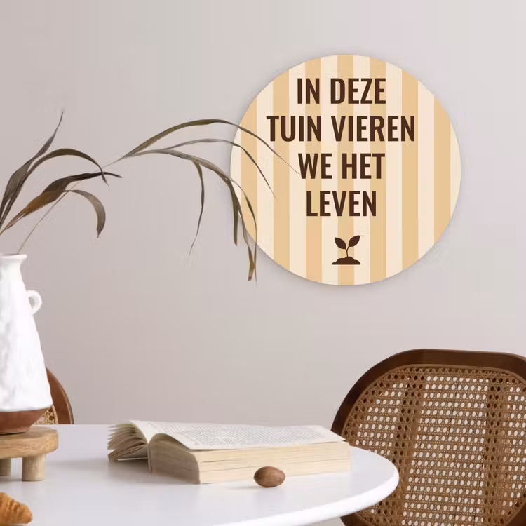 Tuin - Quote - Strepen - Zomer Wandcirkel plexiglas klein -sfeer4