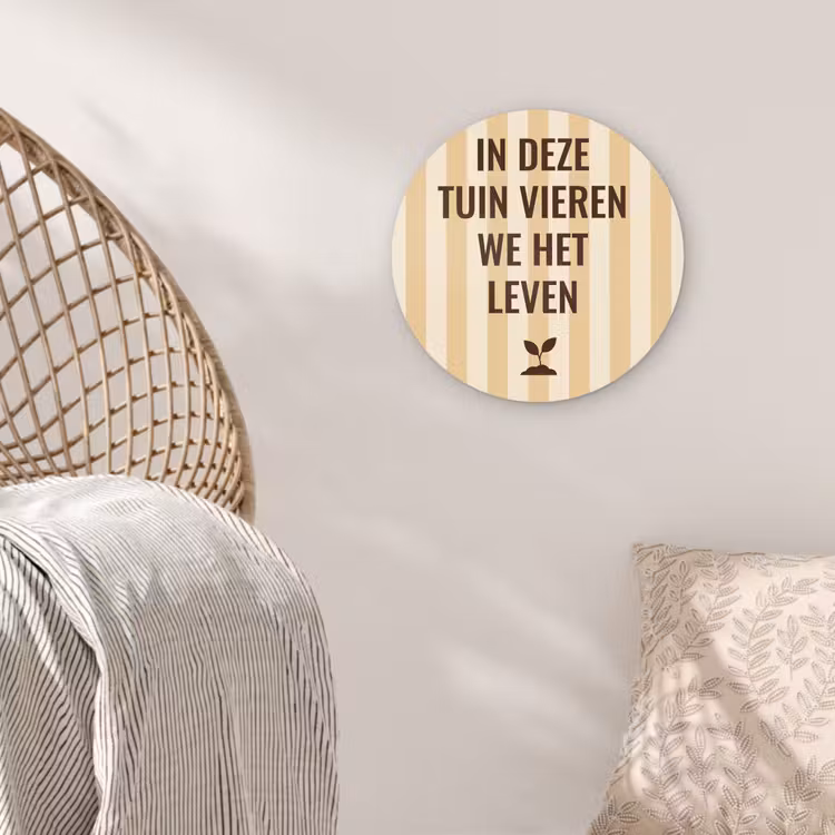 Tuin - Quote - Strepen - Zomer Wandcirkel plexiglas klein -sfeer5