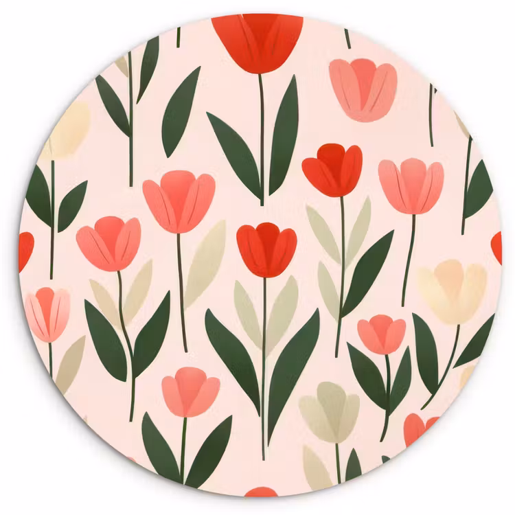 Tulpen - Modern - Roze Wandcirkel plexiglas klein -3d