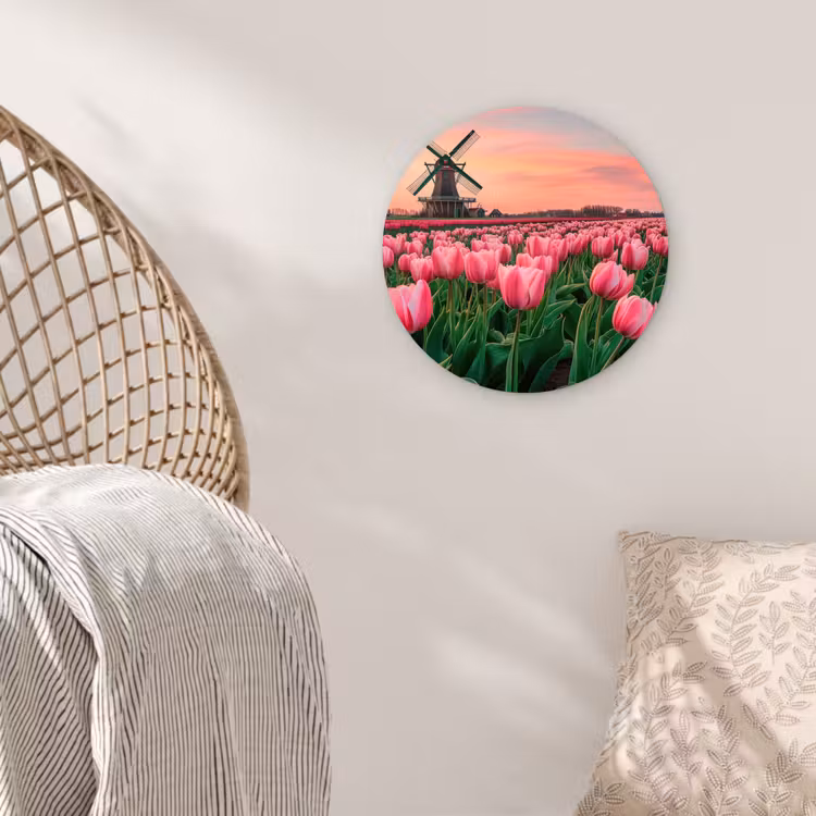 Tulpen - Molen - Nederland Wandcirkel plexiglas klein -sfeer5