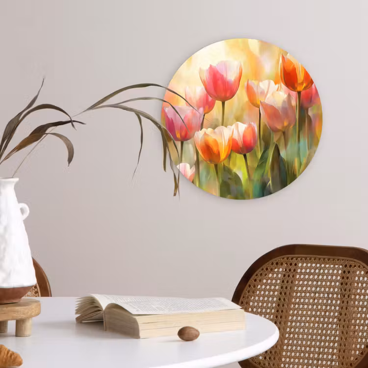 Tulpen - Sprookjesachtig - Kleurrijk Wandcirkel plexiglas klein -sfeer4
