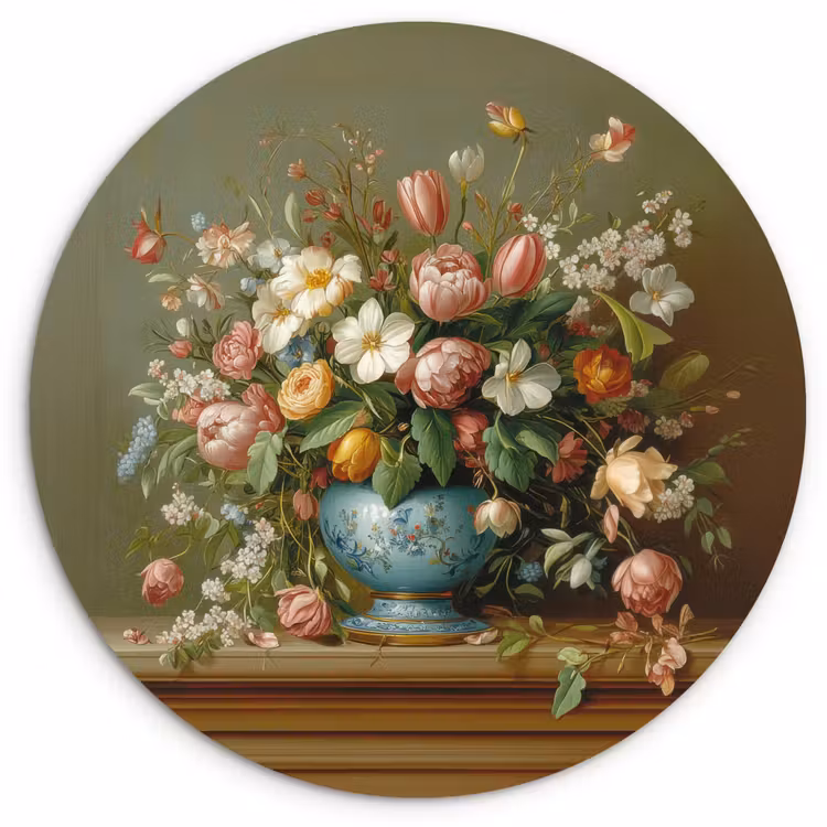 Vaas - Pastel - Kleuren - Bloemen Wandcirkel plexiglas klein -3d