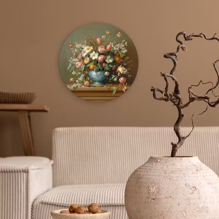 Vaas - Pastel - Kleuren - Bloemen Wandcirkel plexiglas klein -sfeer1