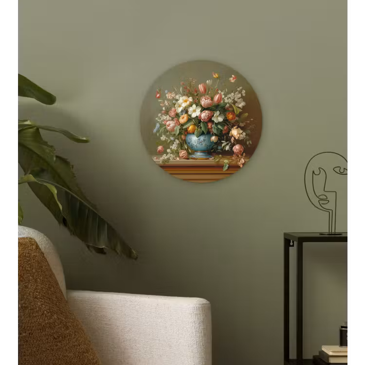 Vaas - Pastel - Kleuren - Bloemen Wandcirkel plexiglas klein -sfeer3